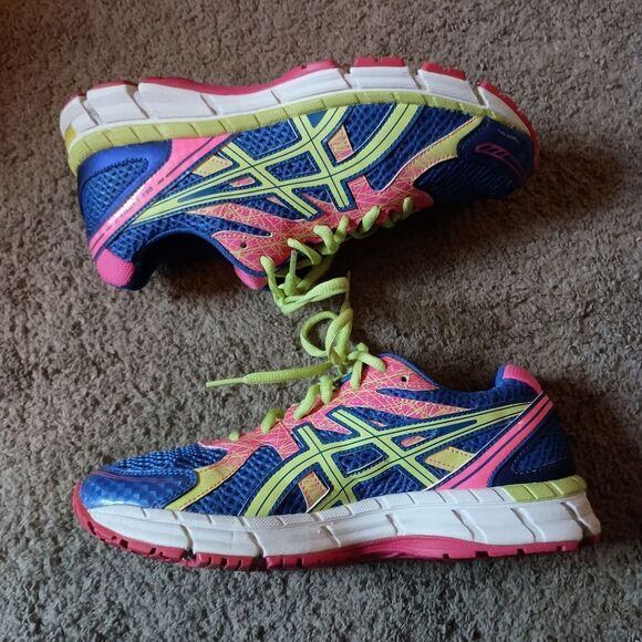 Asics Gel Excite 2 Running Women's Sneakers Blue Pink Yellow Size 8 PRE-OWNED - Picture 3 of 6
